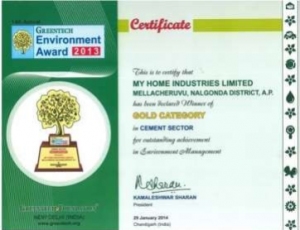 Greentech Environment Certificate to Maha Cement