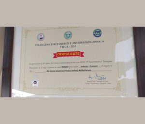 Maha Cement - Awards - MY HOME INDUSTRIES PVT .LTD has been received Telangana State Energy Conservation Award – 2019 in Silver Category